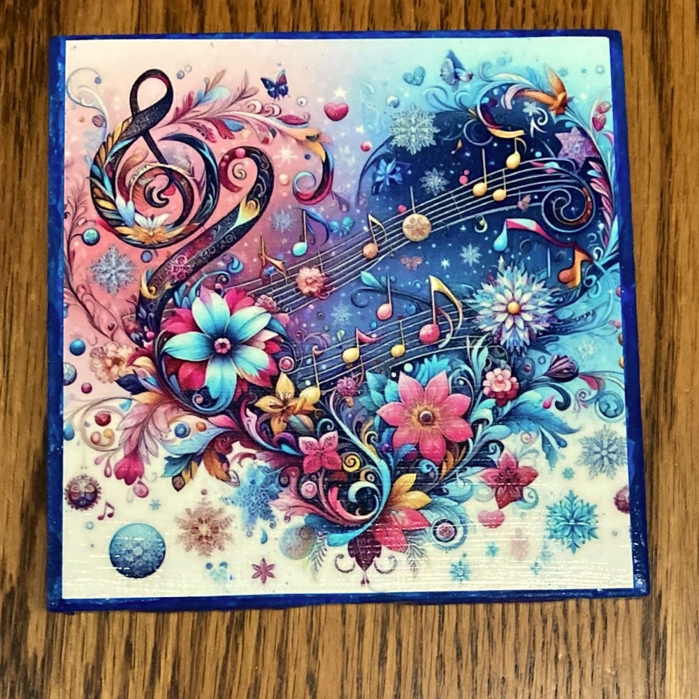 🎶💕FORtheLOVEofMUSIC💕🎶HANDDECORATED4x4TILE w/corkback HEAT&WATER resistant 🌟NEW🌟